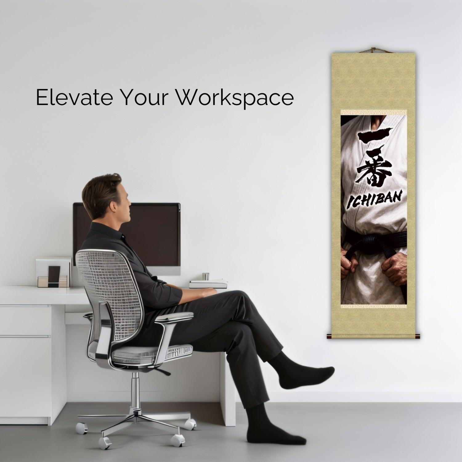 Japanese Martial Arts Ichiban Kakemono Wall Scroll – Black Belt Spirit