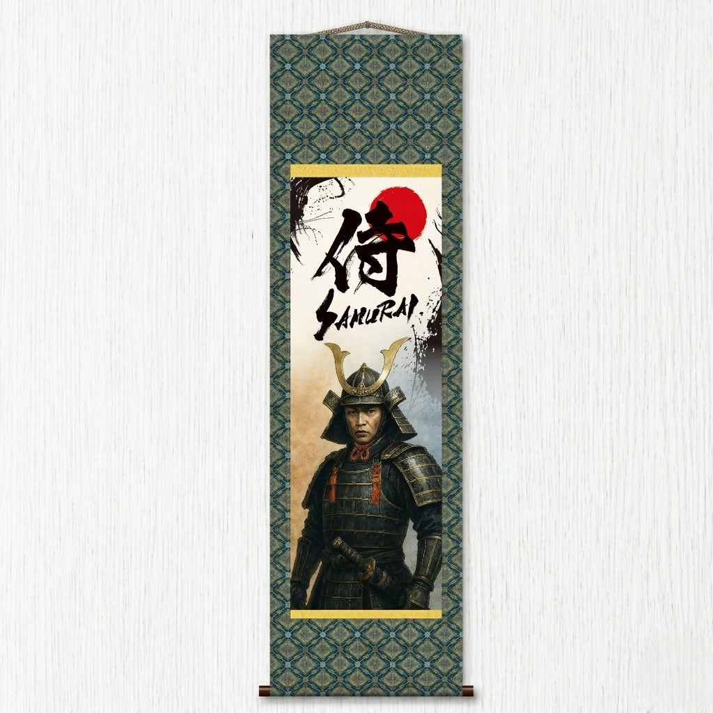 Pendurador de Parede Kakemono Samurai Japonês – Samurai em Pé com Armadura